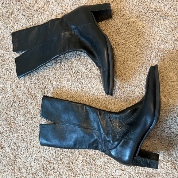 Stuart Weitzman Y2K Leather Stacked Heel Boots Size 8 - Picture 2 of 10